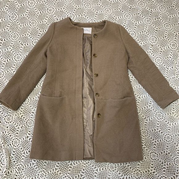 United Arrows Green Label Relax 100% Wool Round Collar Pea Coat Womens Sz 40 M - Picture 4 of 11